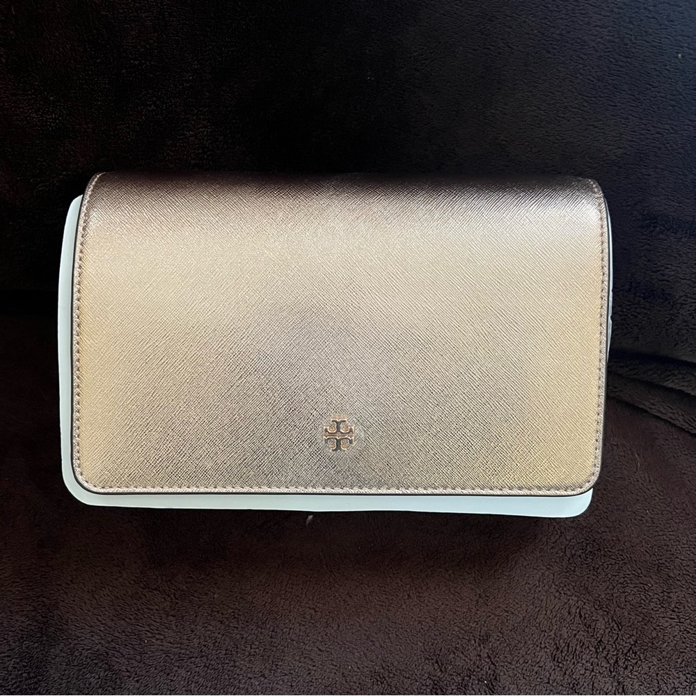 TORY BURCH EMERSON COMBO CROSSBODY BAG CLUTCH LIGHT ROSE GOLD SHOULDER BAG